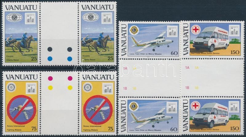 Stamp Exhibition - International organizations - Rotary set sheet-centered pairs, Bélyegkiállítás - Nemzetközi szervezetek - Rotary sor ívközéprészes párokban