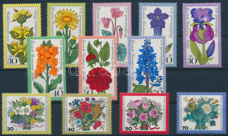 1974-1976 Virág 3 klf sor, 1974-1976 Flower 3 sets
