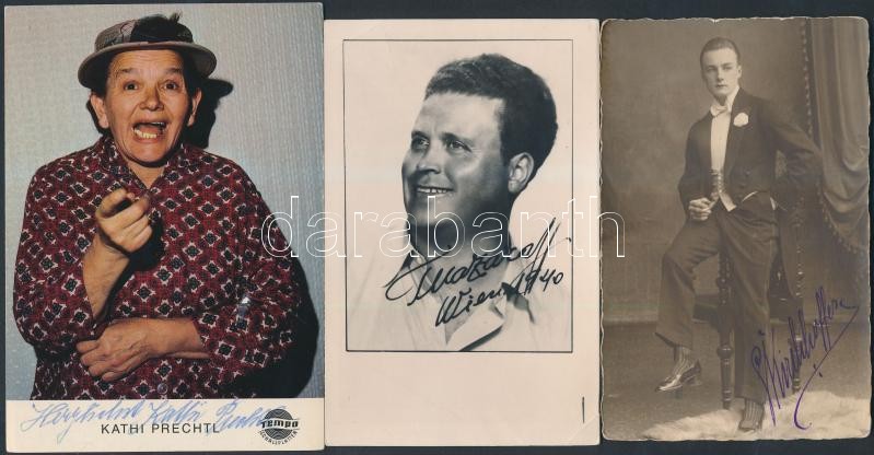 3 db német színész és énekes aláírt lapja különböző korokból, German actors autograph signed cards