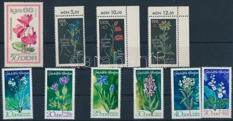 1966-1970 Flowers 1 stamp + 2 diff sets, 1966-1970 Virágok 1 db bélyeg + 2 klf sor