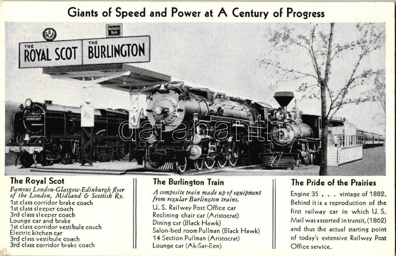 Giants of Speed and Power at a Century of Progress; The Royal Scot, The Burlington and The Pride of the Prairies trains, Brit és amerikai gőzmozdonyok; The Royal Scot, The Burlington, The Pride of the Prairies