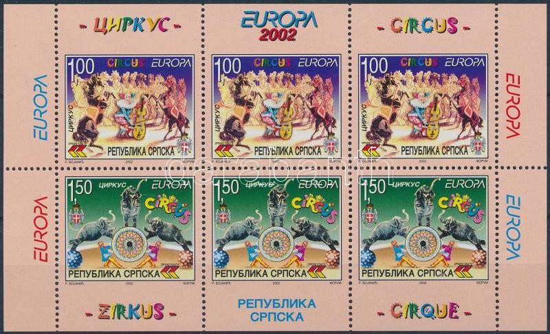 Europa CEPT, circus stamp booklet sheet, Europa CEPT, cirkusz bélyegfüzetlap