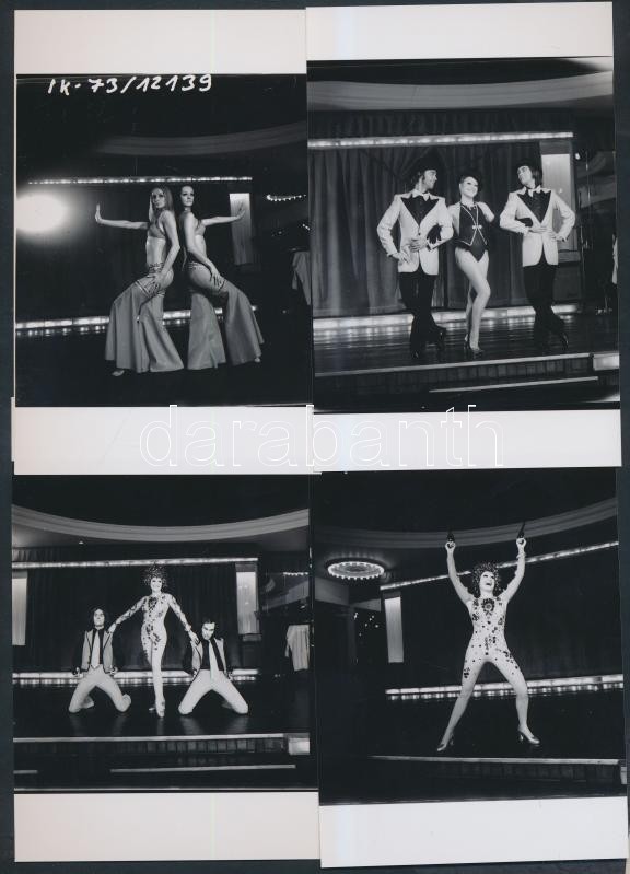 1973 Budapest, a Moulin Rouge színpadán, 13 db korabeli negatívról készült modern nagyítás, 10x15 cm-es fotópapírra
