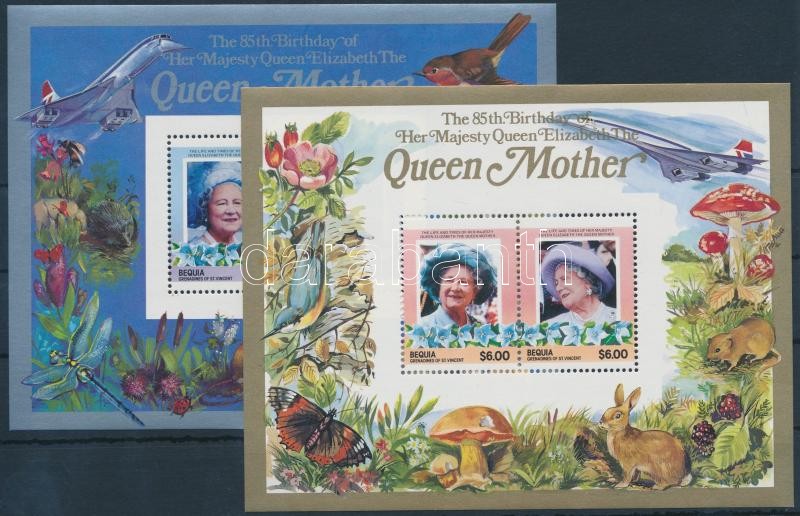 Erzsébet anyakirálynő születésnapja lepkék, állatok, gombák, virágok blokk, Elizabeth Queen Mother blocks