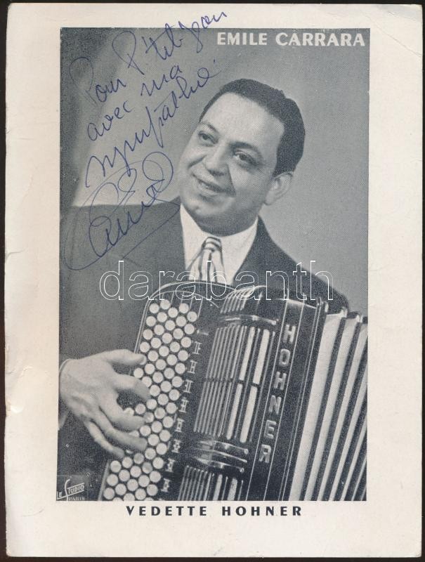cca 1960 Emile Carrara olasz énekes aláírt fotója / Italian singer signed photo