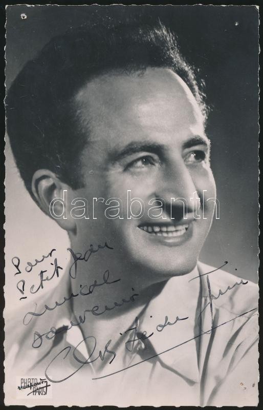 cca 1960 Christian Juin francia énekes aláírt fotója, cca 1960 French singer signed photo