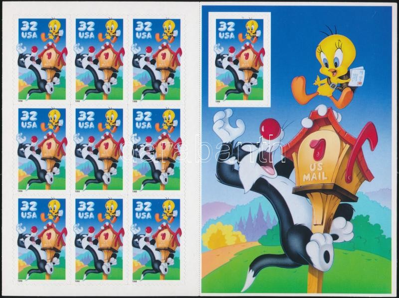 Cartoons: Sylvester and Tweety self-adhesive stamp booklet, Mesefigurák: Szilveszter és Csőrike öntapadós bélyegfüzet