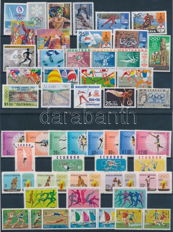 Olympics 49 stamps with sets, Olimpia motívum tétel 49 db bélyeg közte teljes sorokkal 2 stecklapon