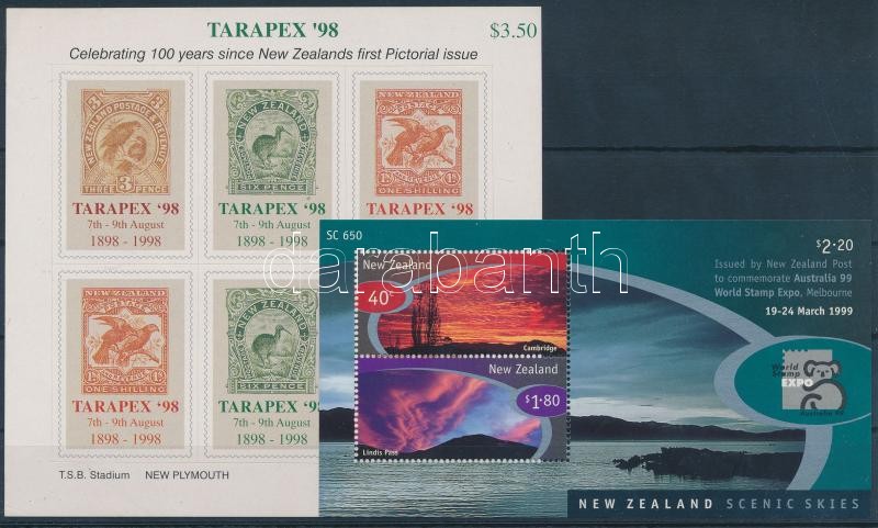 1998-1999 International Stamp Exhibition, TARAPEX '98 and AUSTRALIA '99 2 diff blocks, 1998-1999 Nemzetközi bélyegkiállítás, TARAPEX '98 és AUSTRALIA '99 2 klf blokk