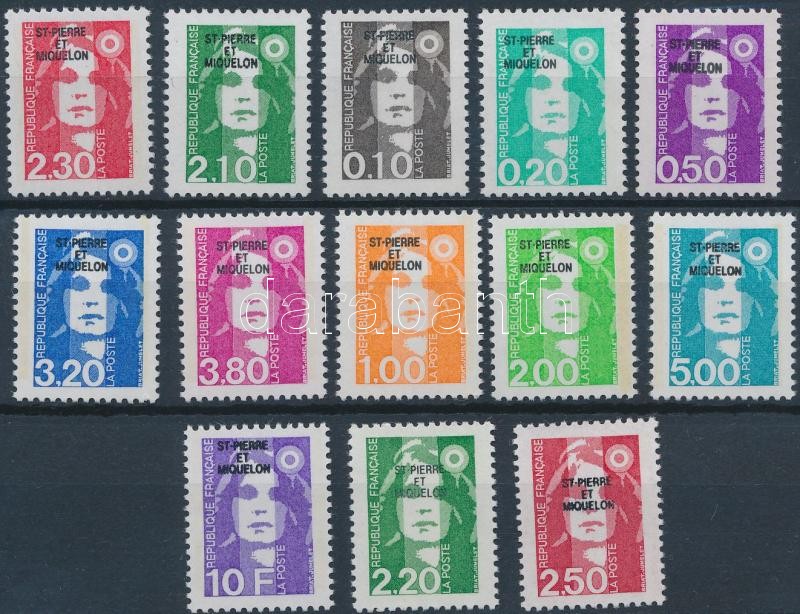 1990-1991 13 klf forgalmi bélyeg felülnyomással, 1990-1991 13 diff definitive overprinted stamps