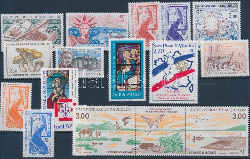 1986-1987 15 diff stamps, 1986-1987 15 klf bélyeg