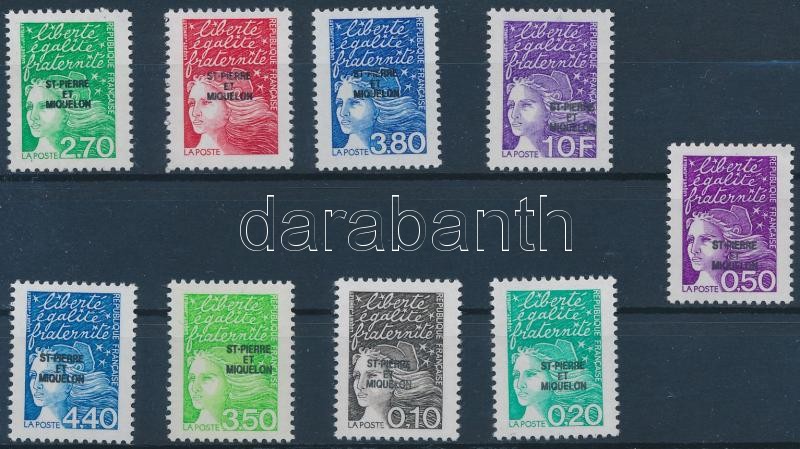 1986-1998 Definitive 9 diff overprinted stamps, 1986-1998 Forgalmi 9 klf bélyeg felülnyomással
