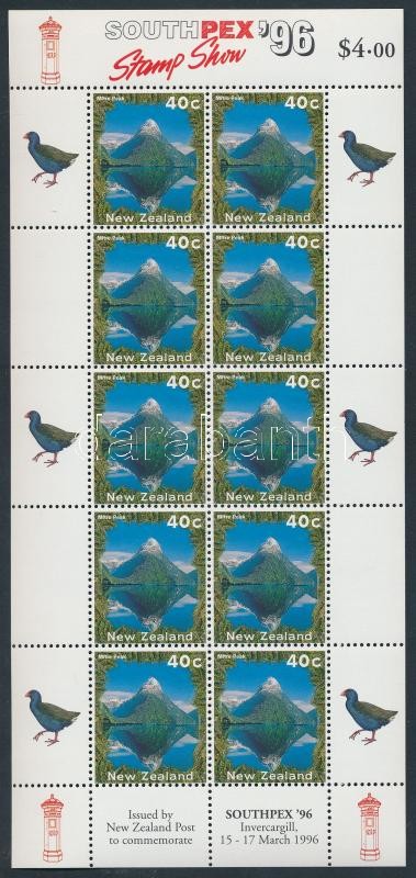 Mi 1452 C tízes kisív ívszélen SOUTHPEX bélyegkiállítás felirattal, Mi 1452 C mini sheet with SOUTHPEX Stamp Exhibition print
