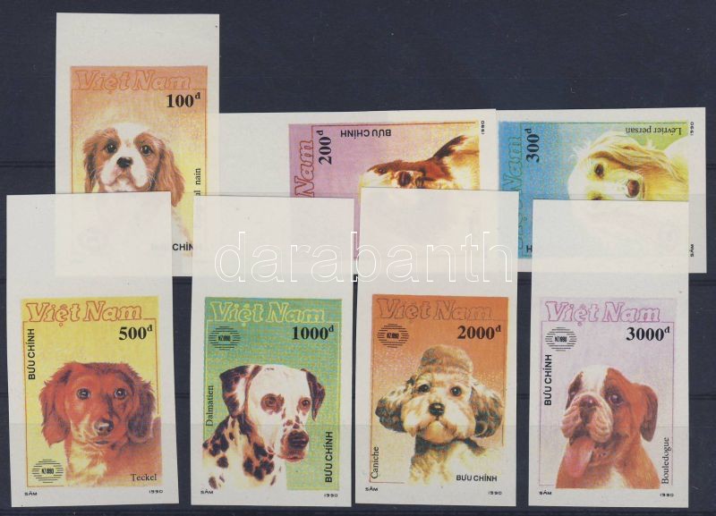 Bélyegkiállítás; Kutya ívszéli vágott sor, Stamp Exhibition; Dog imperforated margin set