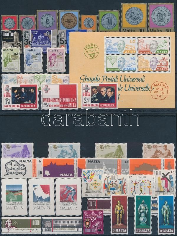 1972-1977 1 db bélyeg + 11 klf sor + blokk (2 db stecklapon), 1972-1977 1 stamp + 11 sets + block