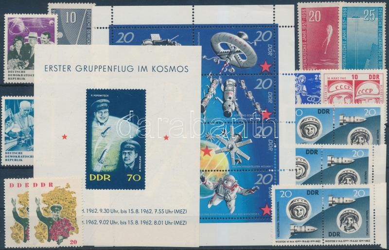 1957-1971 Space Research 10 stamps + 1 mini sheet + 1 block, 1957-1971 Űrkutatás motívum 10 klf bélyeg, közte teljes sorok + 1 kisív + 1 blokk