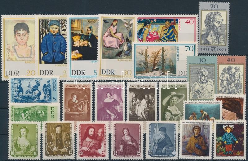 1957-1971 Festmény motívum 24 klf bélyeg, közte teljes sorok, 1957-1971 Paintings 24 stamps