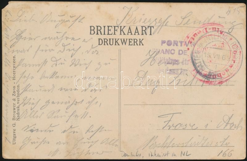 Német internált képeslapja Németországba cenzúrázva, Censored postcard of German internee to Germany