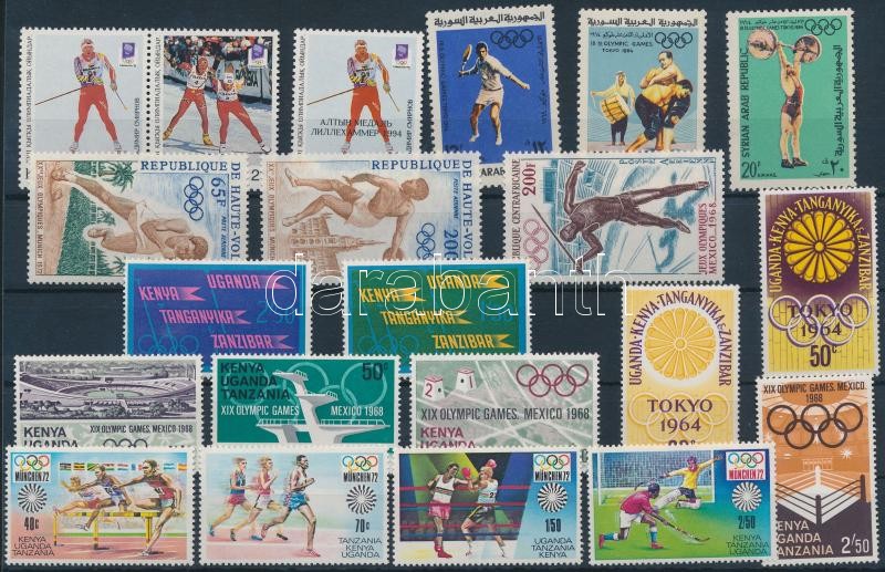 Olimpia motívum 21 db bélyeg közte sorokkal, Olympics 21 stamps