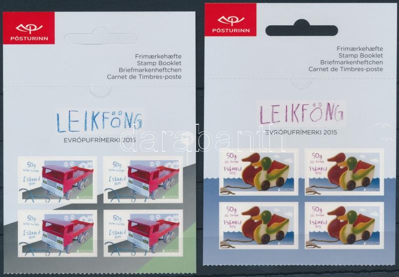 Europa CEPT, régi játékok 2 db öntapadós bélyegfüzetlap, Europa CEPT, Old toys 2 self-adhesive stamp-booklet