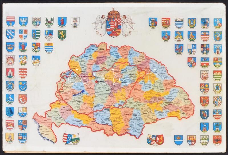 nagy magyarország megyéi térkép A történelmi Magyarország térképe, a megyék címereivel. Farost  nagy magyarország megyéi térkép