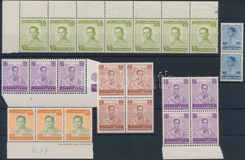 Thailand Definitive: King Bhumibol Adulyadej 23 stamps, Thaiföld Forgalmi: Bhumibol Aduljadeh király 23 db bélyeg összefüggésekben