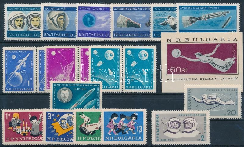 1961-1967 Space research 4 diff sets + 1 stamp + 1 block, 1961-1967 Űrkutatás motívum  4 klf sor, az egyik párokban + 1 önálló érték + 1 blokk
