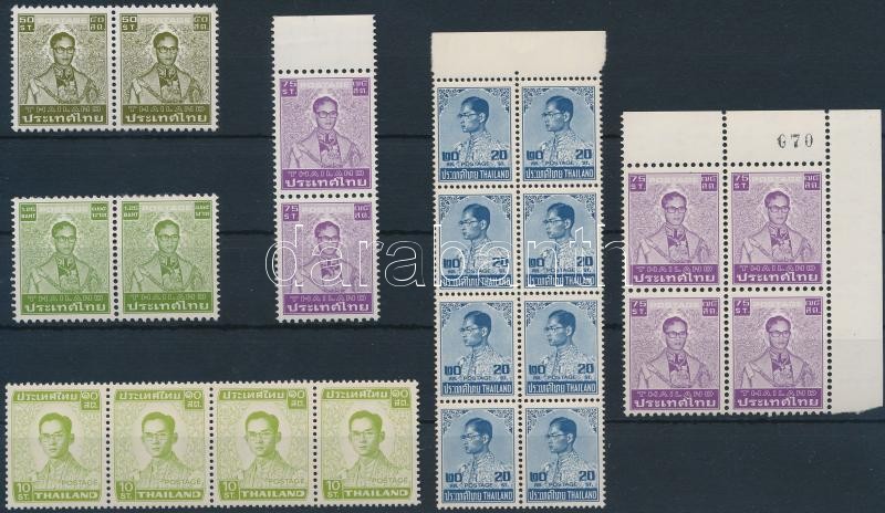1972-1981 Forgalmi: Bhumibol Aduljadeh király 22 db bélyeg 6 db összefüggésben, 1972-1981 Definitive: King Bhumibol Aduljadeh 22 stamps
