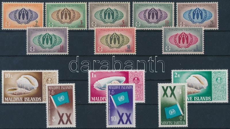 Maldive Islands 14 diff stamps + 2 diff blocks, Maldív-szigetek 14 klf bélyeg + 2 klf blokk