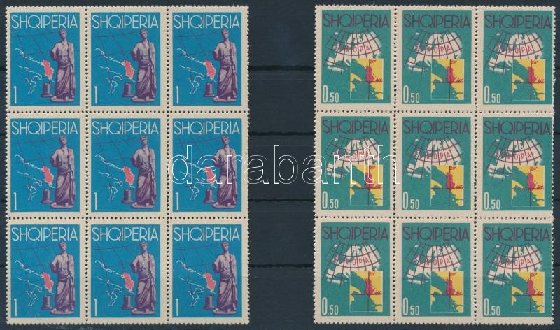 Európa sor első 2 értéke 9-es tömbben, Europe frirst 2 stamps from set  in blocks of 9
