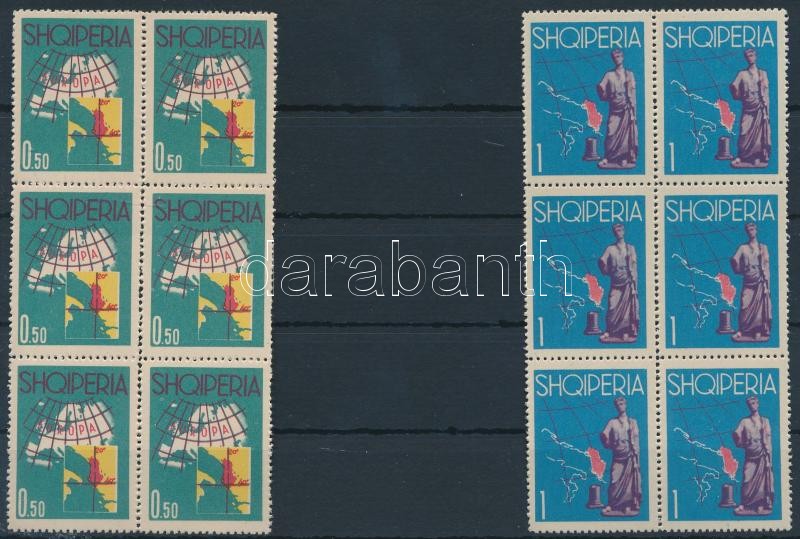 Europe 2 stamps from set in blocks of 6, Európa sor első 2 értéke 6-os tömbben