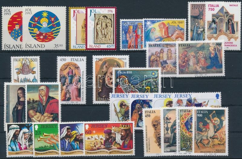 Karácsony motívum 1993-1997 28 klf bélyeg, közte sorok, 1993-1997 Christmas 28 diff stamps with sets
