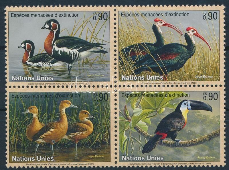 Endangered birds block of 4, Veszélyeztetett madarak négyestömb