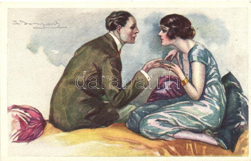 Italian art deco postcard CDM 621-4 s: Bompard, Olasz art deco képeslap CDM 621-4 s: Bompard