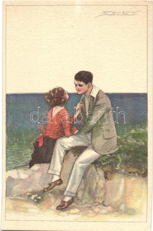 Italian art deco postcard, Anna & Gasparini 498-5 s: Mauzan, Olasz art deco képeslap, Anna & Gasparini 498-5 s: Mauzan