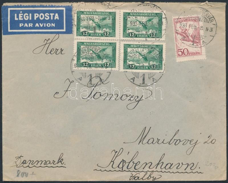 Airmail cover to Denmark, Légi levél Dániába