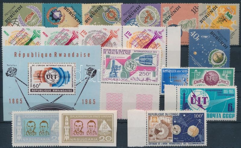 Space Exploration 1963-1965 18 stamps with sets + 1 block, Űrkutatás motívum 1963-1965 18 klf bélyeg, közte sorok + 1 blokk