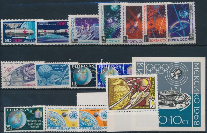 Space Exploration 1968-1969 4 diff sets + 1 block + 3 stamps, Űrkutatás 1968-1969 4 klf sor + 1 blokk + 3 klf önálló érték