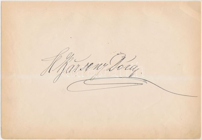 Bársony Dóra (1888-1972) alt és mezzoszoprán operaénekes saját kezű aláírása papírlapon, 16x24cm,