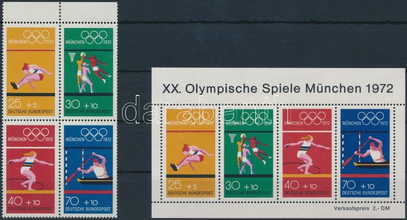 Summer Olympics, Munich stamp booklet sheet + block, Nyári olimpia, München bélyegfüzet lap + blokk