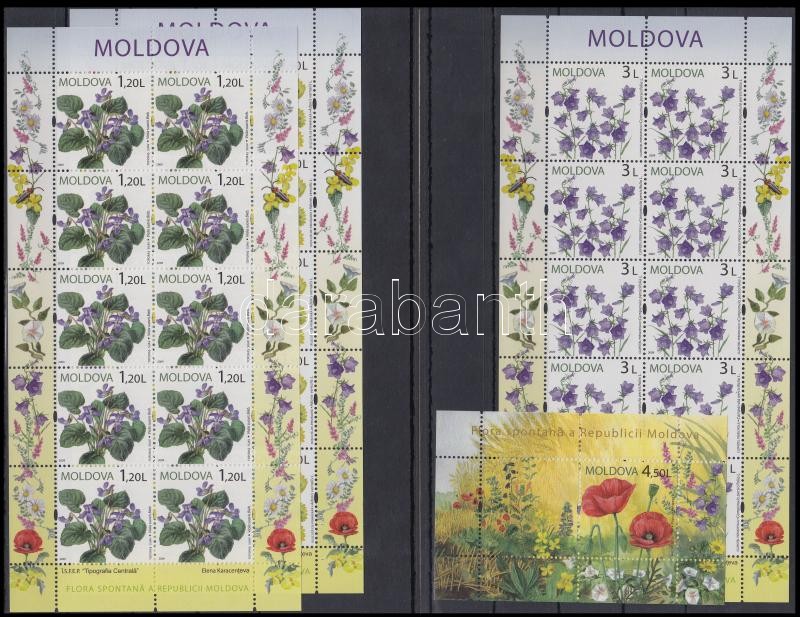 Flower minisheet set + block, Virág kisív sor + blokk