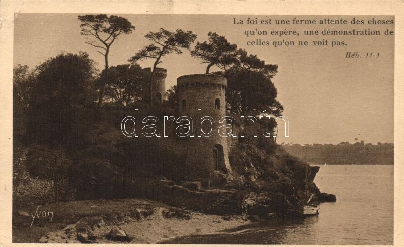 Bretagne, Cote d'Emeraude, Les Bords de la Rance au Chéne Vert / seaside, tower