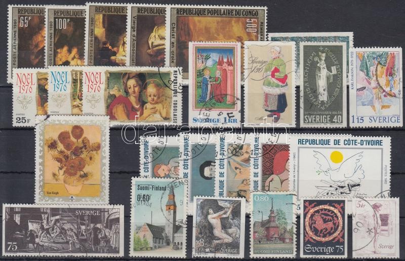 Festmény motívum (1964-1980) 25 klf bélyeg, közte sorok, 1964-1980 Paintings 25 diff stamps with sets