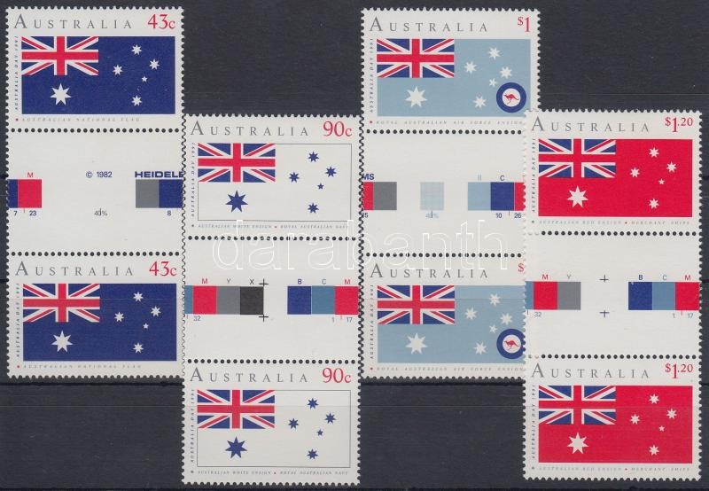 National Flags set sheet-centered pairs, Nemzeti zászló sor ívközéprészes párokban