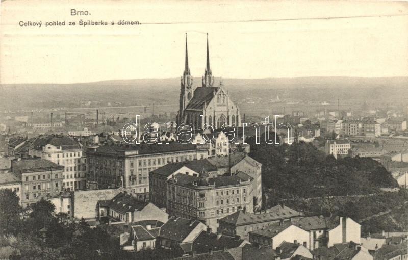 Brno, Brünn; Celkovy pohled ze Spilberku s dómem / Dome church