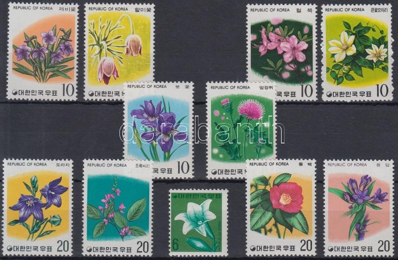 Flowers 11 stamps with sets, Virág motívum 11 klf bélyeg, közte sorok