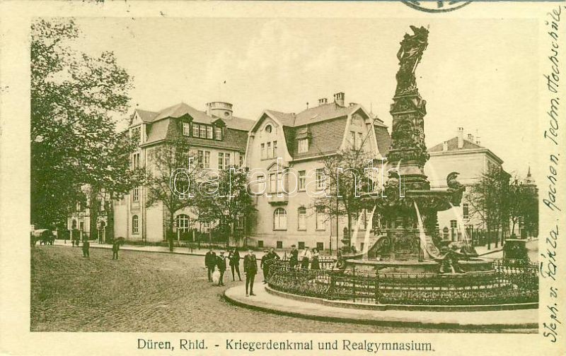 Düren, Kiegerdenkmal und Realgymnasium / War monument, secondary school