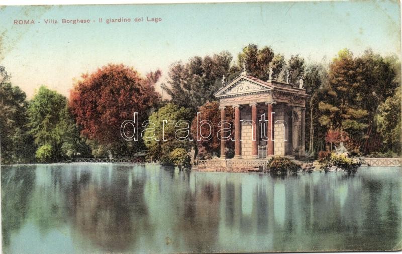 Rome, Roma; Villa Borghese - Il giardino del Lago / the garden and lake, Temple of Aesculapius