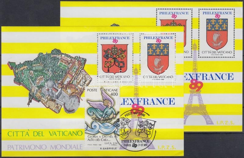 Stamp Exhibition PHILEXFRANCE MNH and with occasional cancellation memorial sheet, Bélyegkiállítás PHILEXFRANCE postatiszta és alkalmi bélyegzésű emlékív