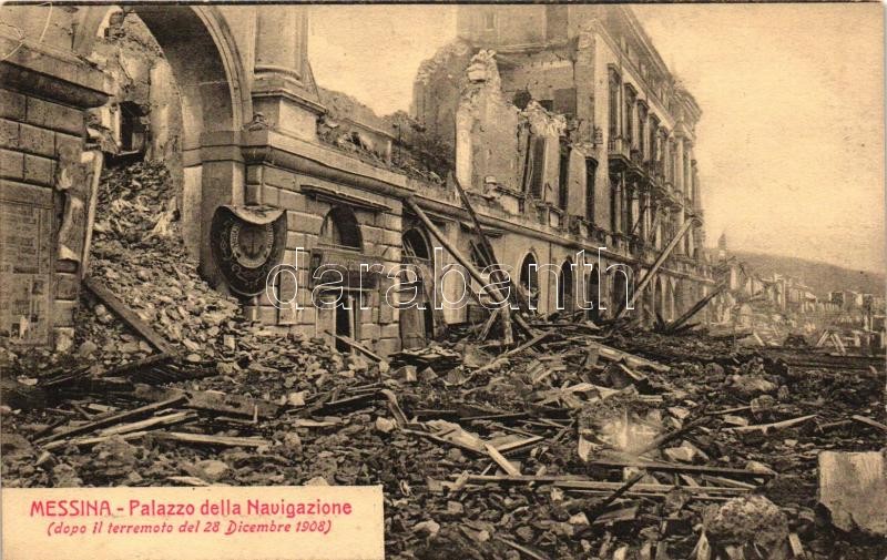1908 Messina, dopo il terremoto, Palazzo della Navigazione / earthquake, destroyed palace